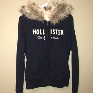 Hollister fur zip-up hoodie.